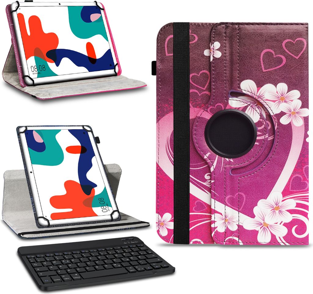 Tablet Tasche Hülle Huawei MatePad T10 9.7 Schutzhülle Bluetooth Tastatur QWERTZFarben:Motiv 2