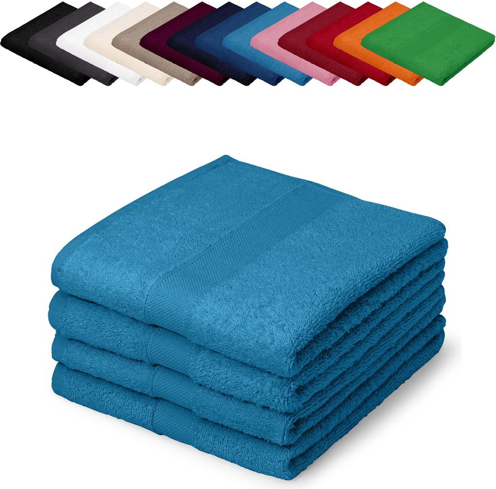 4er PACK Gästetücher 30x50 cm Gästehandtücher Kinderhandtücher Babyhandtücher 100% Baumwolle, Farbe: Türkis