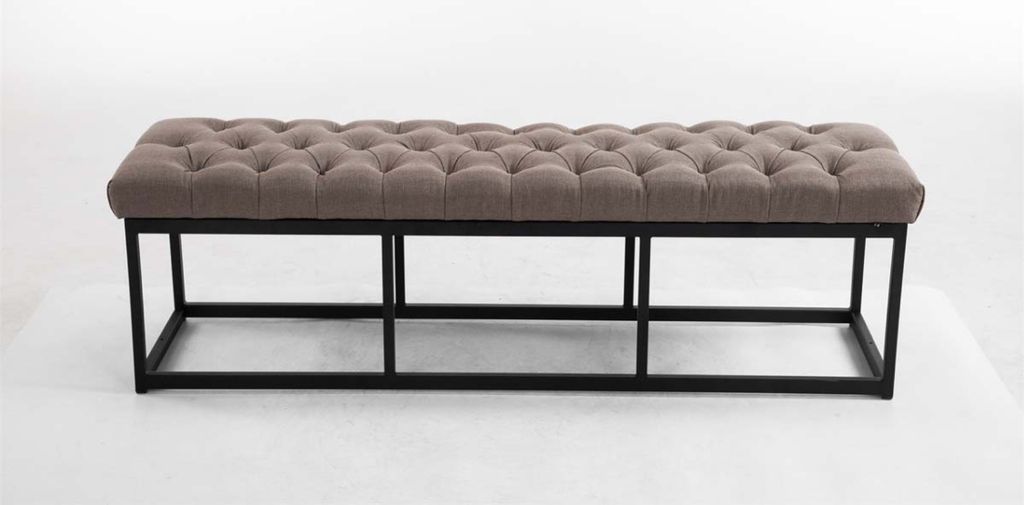 TPFLiving Sitzbank Amor Stoff - Gestell matt schwarz - 150 taupe