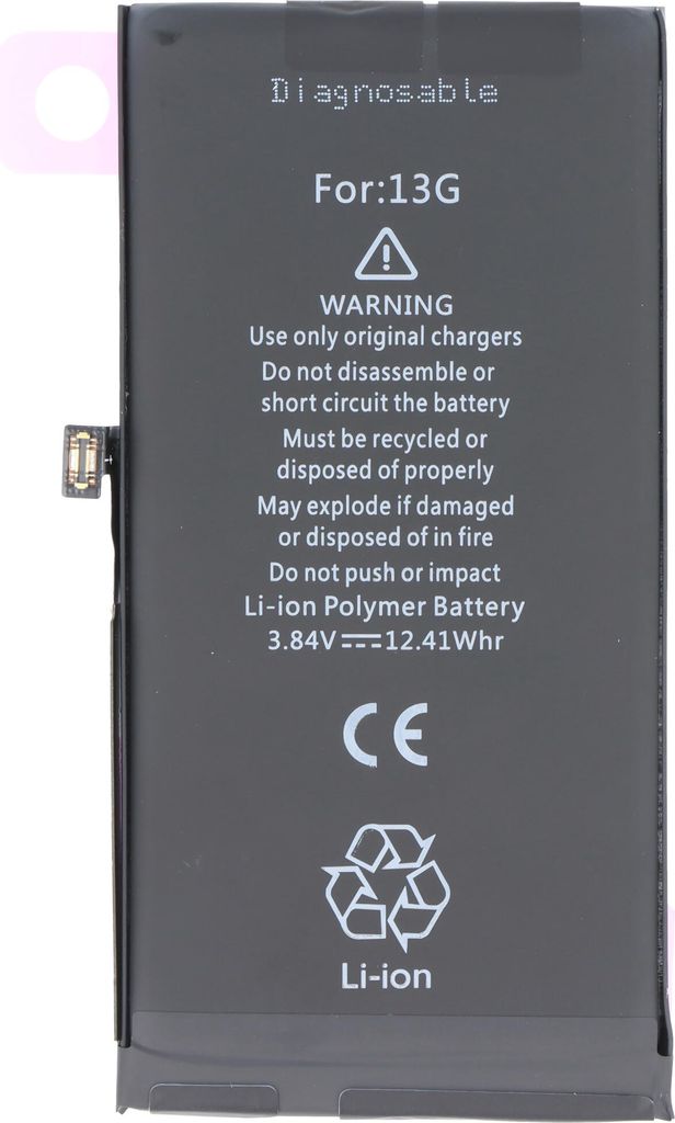Akku passend für Apple iPhone 13, diagnostizierbar, Li-Polymer, 3,84V, 3227mAh, 12,4Wh, ohne Werkzeug