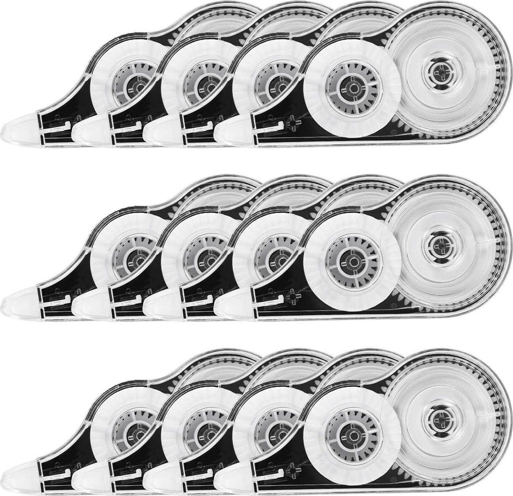 12er Korrekturband Set 12m x 5mm Korrekturroller für Kinder Schüler Büro Zuhause Schule Schwarz