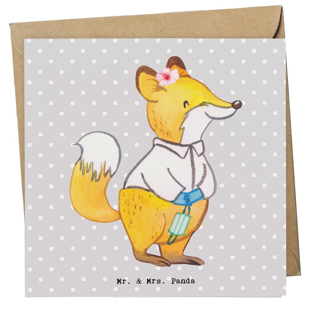 Mr. & Mrs. Panda faltkarte Gynäkologin Herz - Grau Pastell - Geschenk, Medizinstudium, Arztpraxis, Ärztin, Krankenhaus, Krankgeschrieben, doppelk...