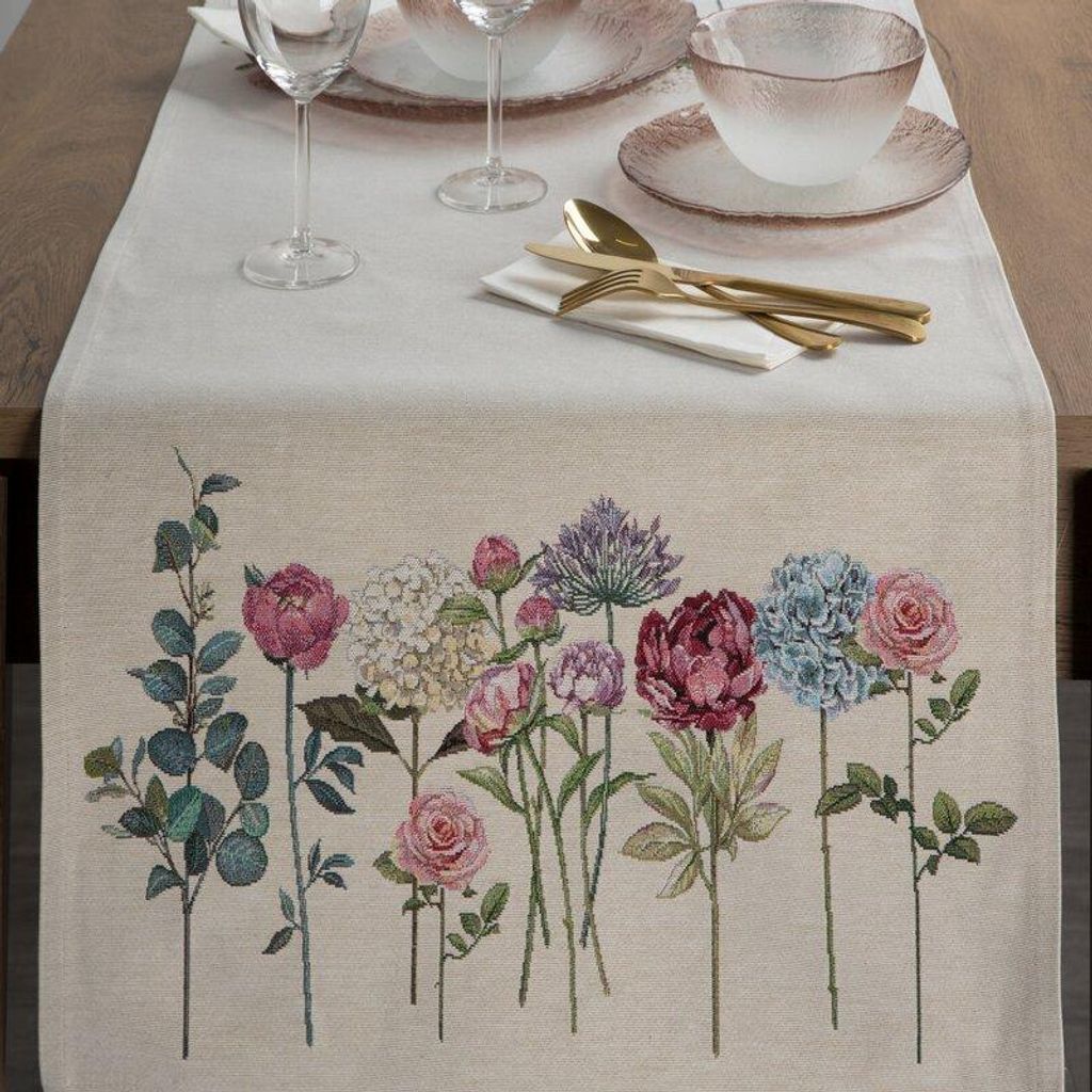 Eurofirany Tischläufer Gobelin beige 110 cm x 50 cm