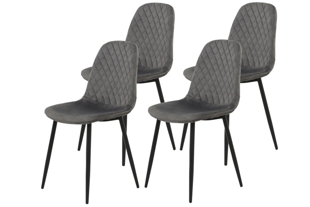 4er Set Vierfußstuhl Mira  Sitzschale Samtvelour Grau, Produktbild 