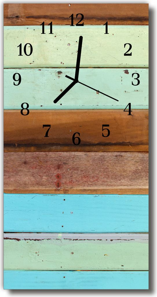 Tulup Glasuhr Wanduhr Küchenuhr Echt-Glas 30x60 Platte Mehrfarbig
