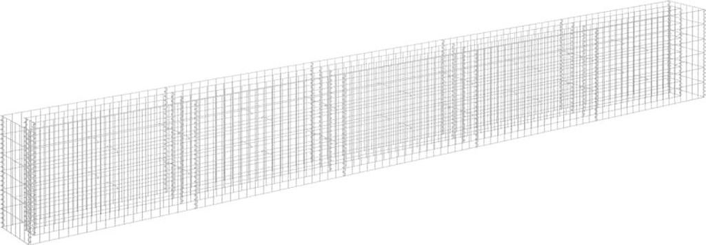 A wireframe 3D model of a gabion raised garden bed.