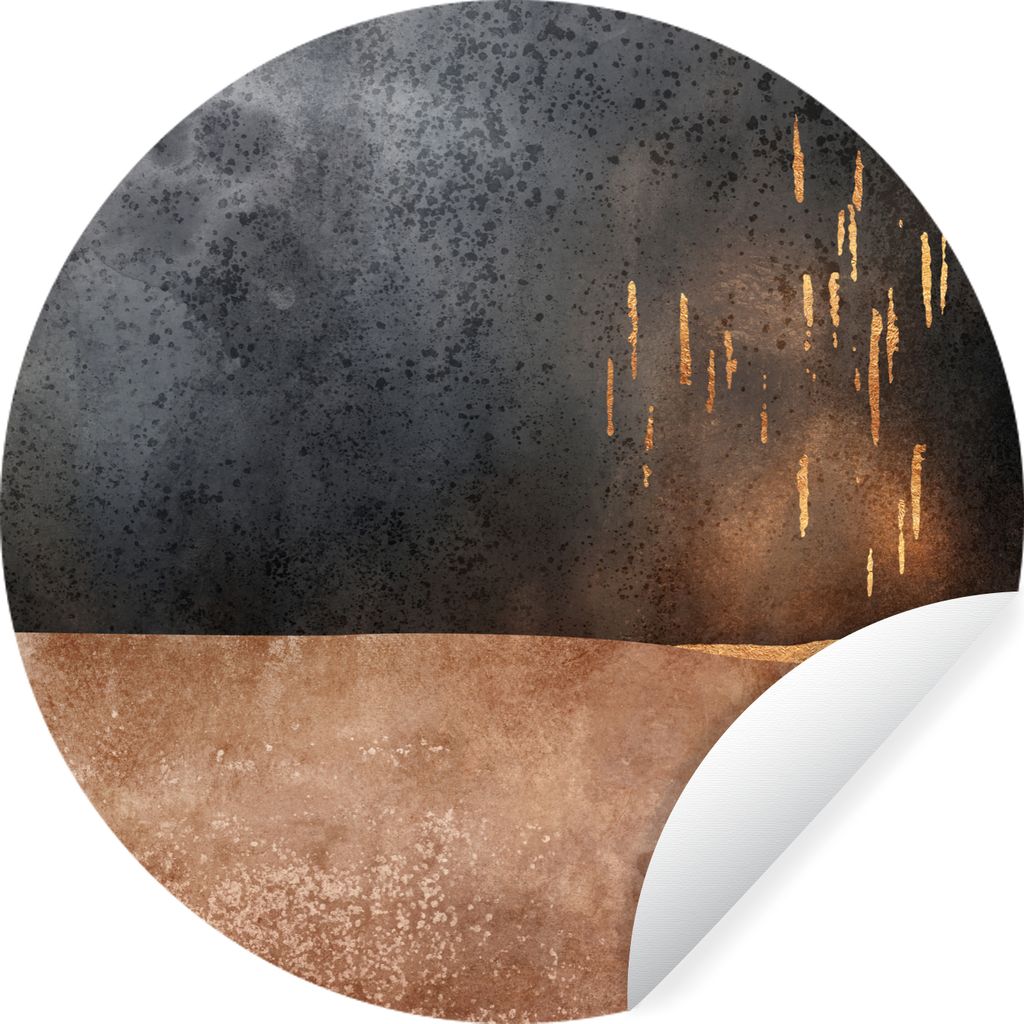 MuchoWow Runde Wandtattoo - Wandsticker Tapete Aufkleber Abstrakt - Gold - Design Ø 30 cm Selbstklebend und Repositionierbar - Wandaufkleber - K...