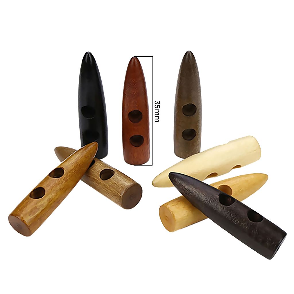 20 Knebel-Knöpfe Holz Knebel-Knopf Triangle Holzknopf 2Loch 8 Farben / 7 Größen, Größe:60 mm | rehbraun
