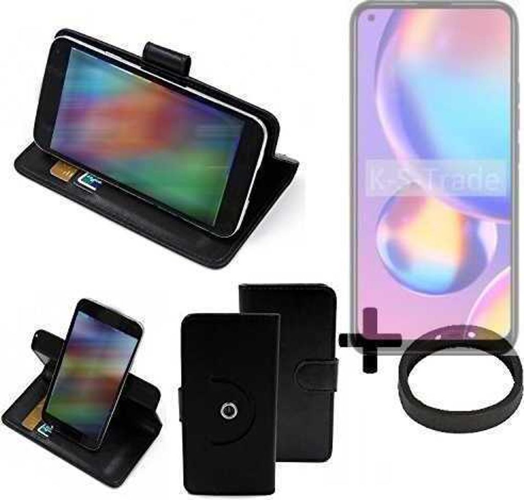 K-S-Trade Case Schutz Hülle kompatibel mit BLU G51S + Bumper Handy Hülle Flipcase Smartphone Cover Handy Schutz Tasche Walletcase schwarz