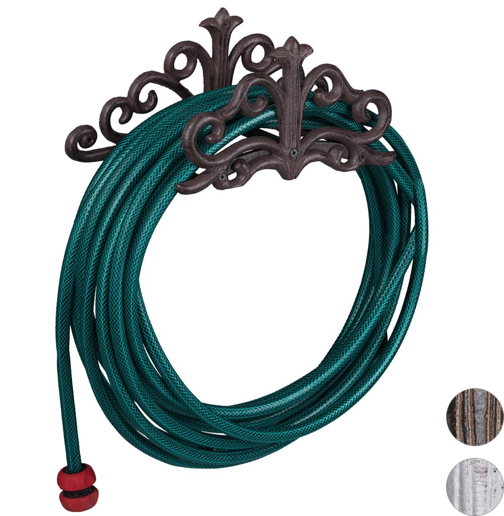 Relaxdays Schlauchhalter Wand, antik, Garten & Laube, Produktbild 