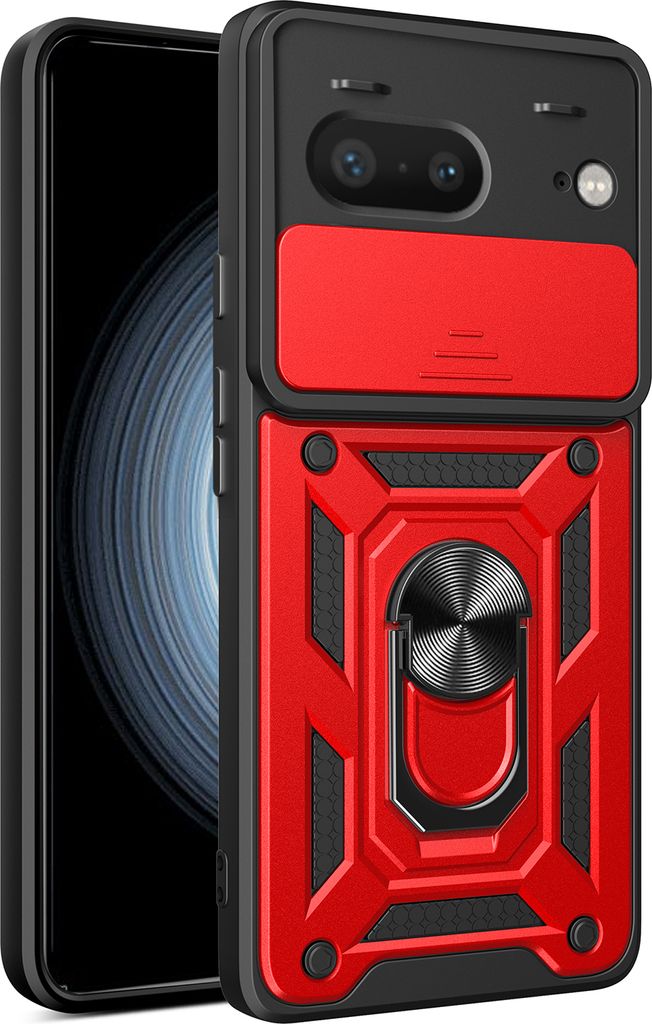 Hülle für Google Pixel 9 Pro XL Magnetische Ring Ständer Halter Dia Kameraschutz TPU Bumper Silikon Schutzhülle Rot