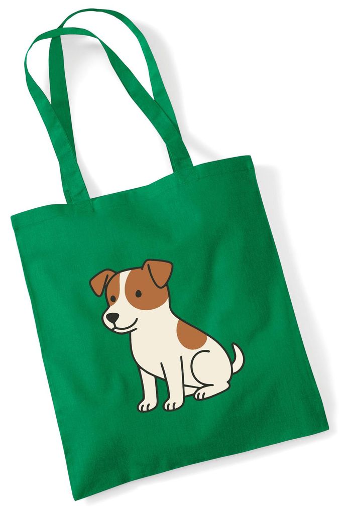 Huuraa Jutebeutel Jack Russell Terrier Comic Jacky 10 Liter Kelly Green Baumwolle Tasche Geschenkidee