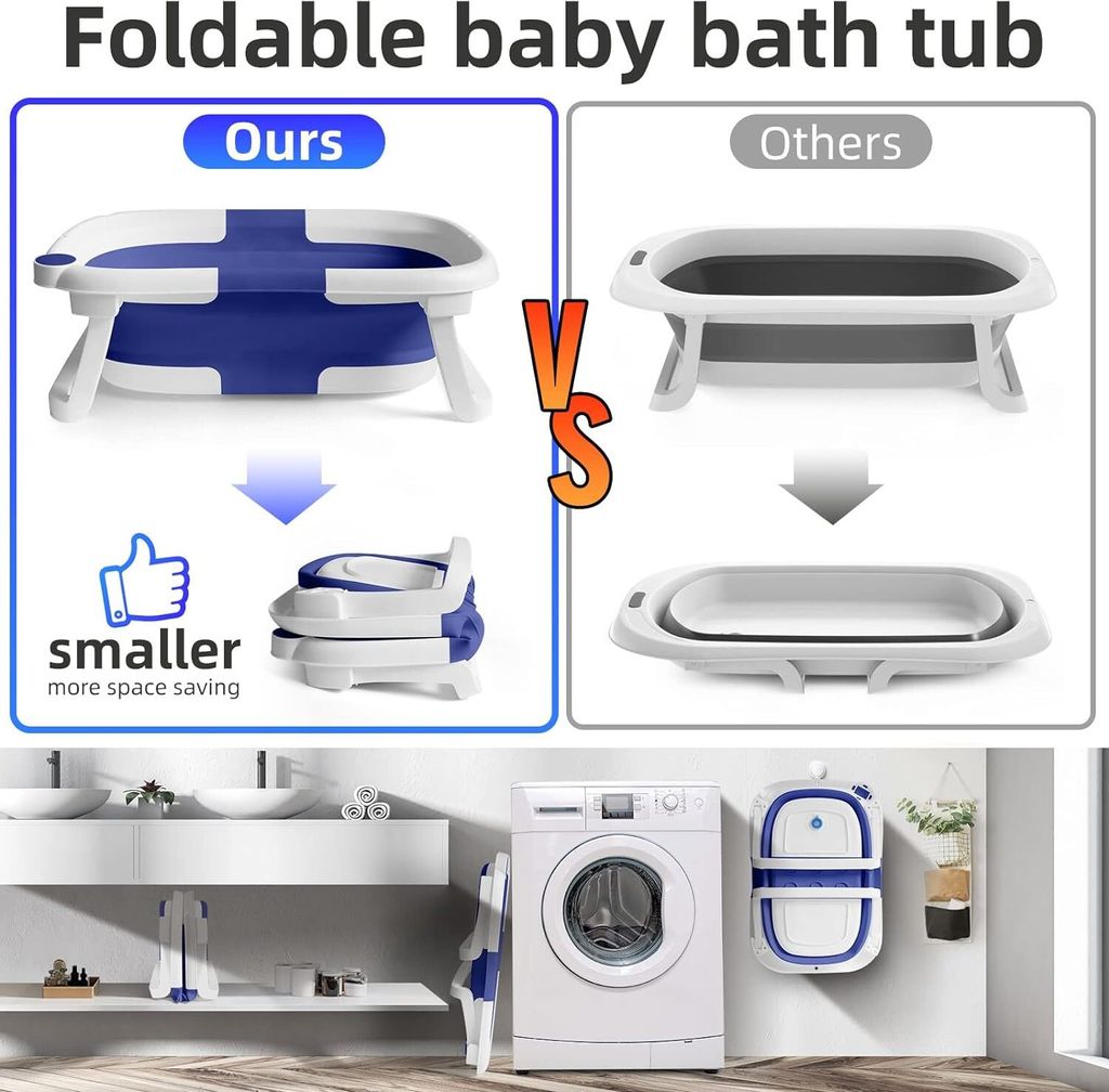 Baby Badewanne Faltbare Babybadewanne mit Thermometer, Produktbild 8