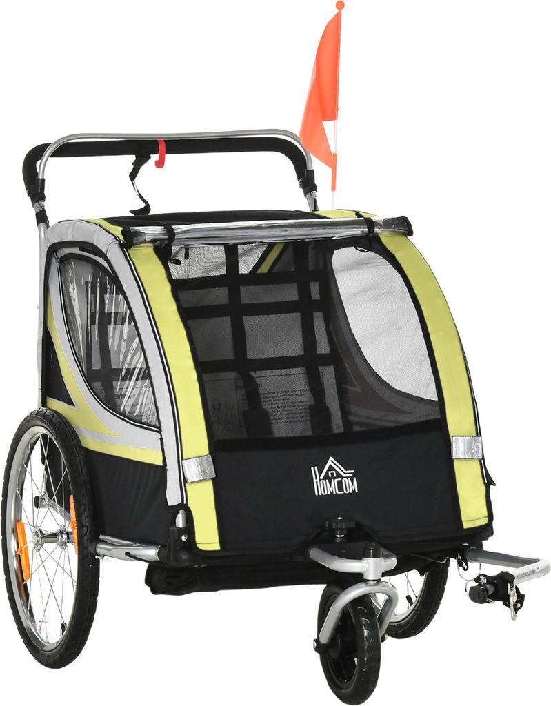 HOMCOM 2 in 1 Kinderanhänger, Fahrradanhänger mit 5-Punkt Produktbild 