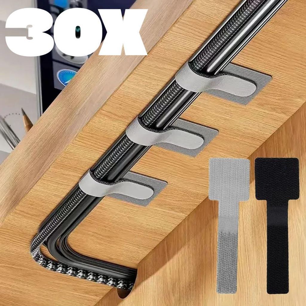 Kabel Organisierer Grau 30 Stück Kabelkanal Kabel Management Klettband Befestigung Set Ordnung Schreibtisch Haushalt Zubehör