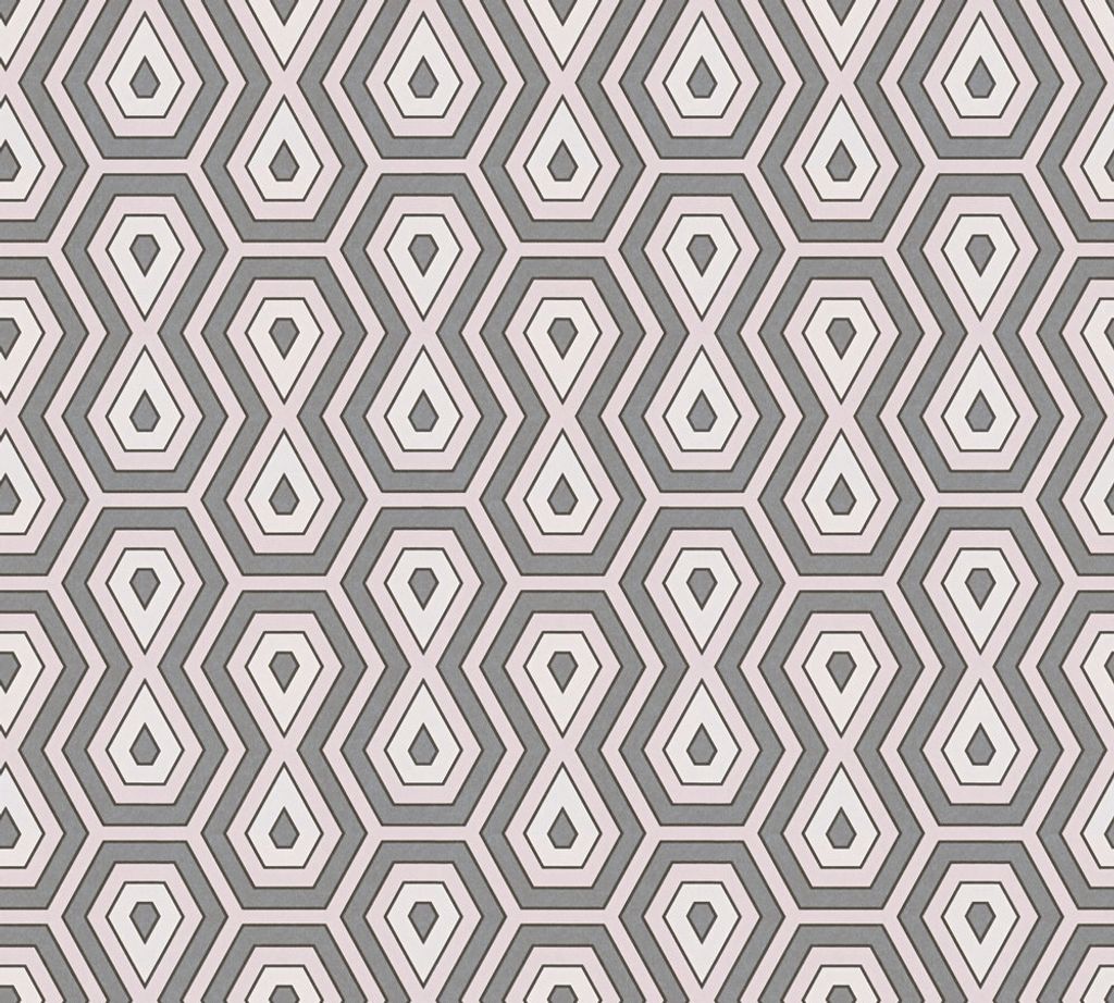 Architects Paper Retrotapete Jungle Chic geometrische Tapete Vliestapete rosa grau weiß 10,05 m x 0,53 m