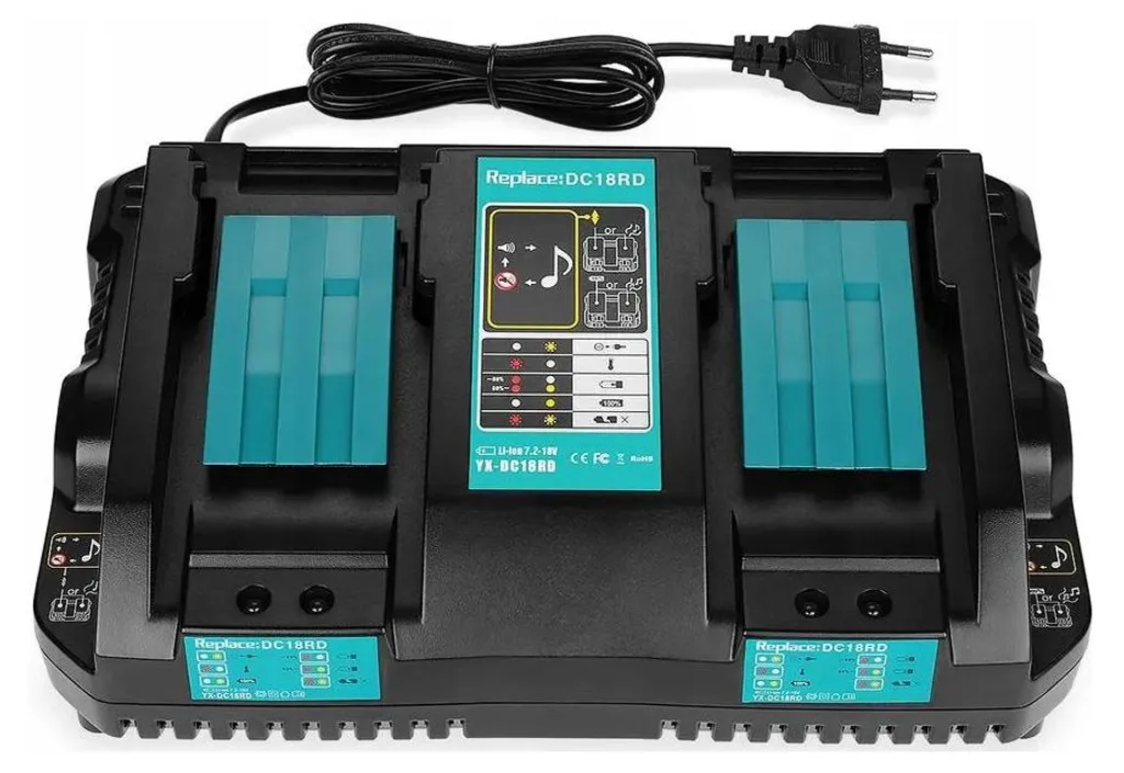 Chargeur DC18RD pour Makita 18V : Fini l'Attente avec la Charge Simultanée
