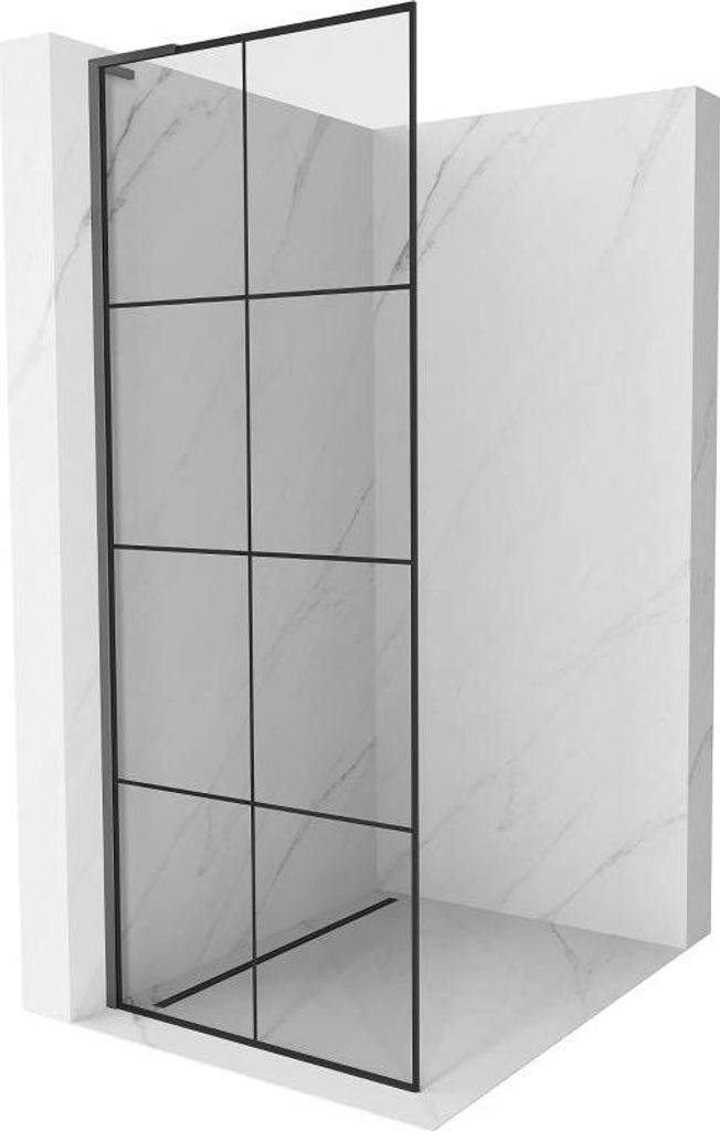 Mexen Kioto L Duschwand Walk-in 90 x 200 cm, schwarzes Muster, gun metal - 800-090-103-95-77