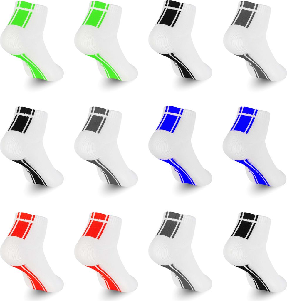 TEXEMP Sneaker Socken Herren & Damen 6 bis 18 Paar Mehrfarbig Baumwolle | B07 - 39-42 - 12er Pack