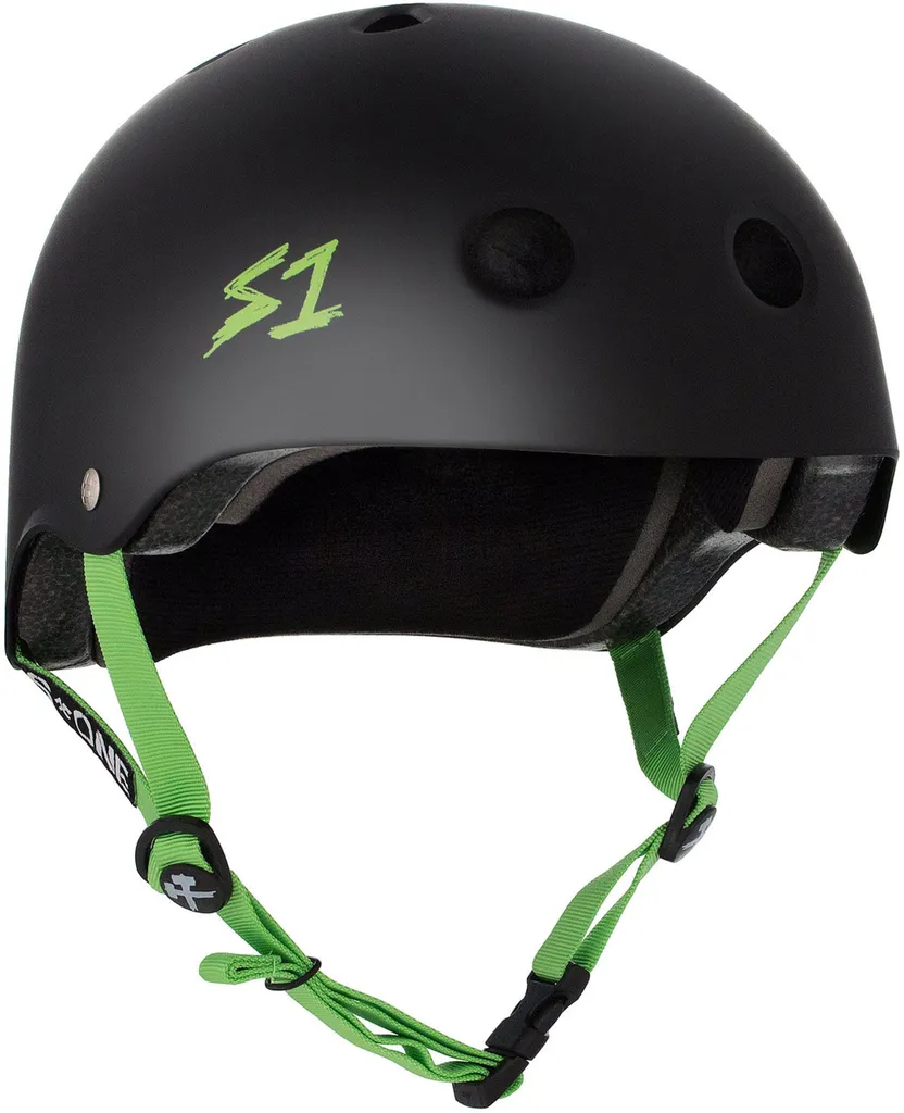 Casque Lifer S-One Noir Mat Sangles Vertes Taille S Haute Densité