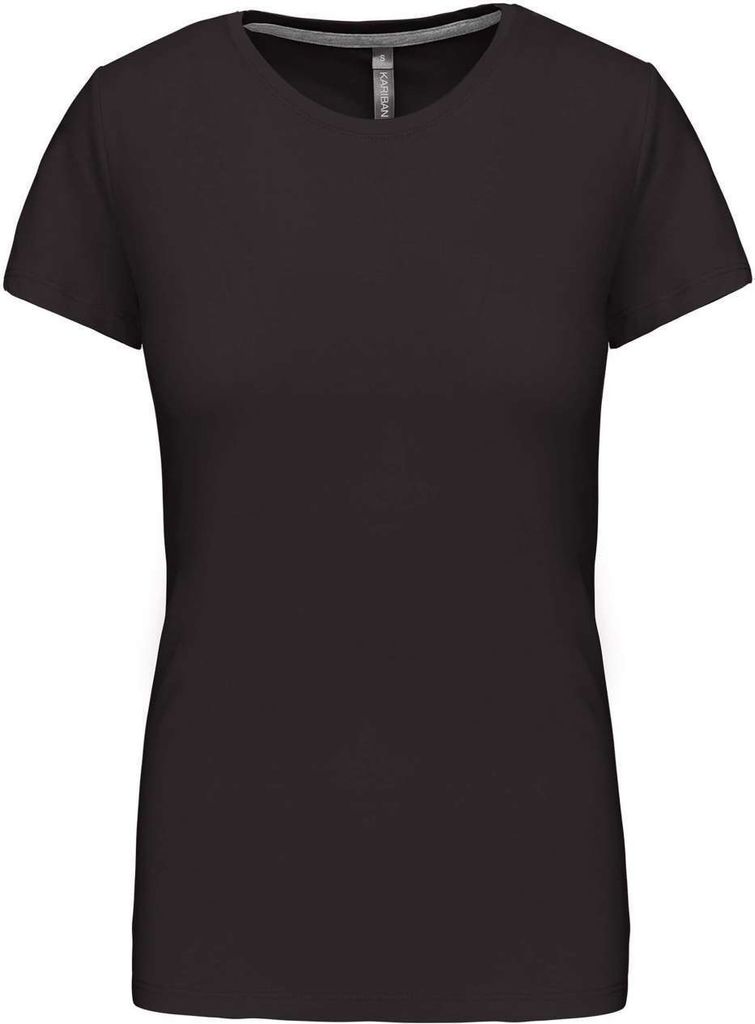 Kariban Damen T-Shirt Crew Neck Kurzarm Rundhals Kurzarmshirt Sommer, Größe:S, Farbe:Dark Grau