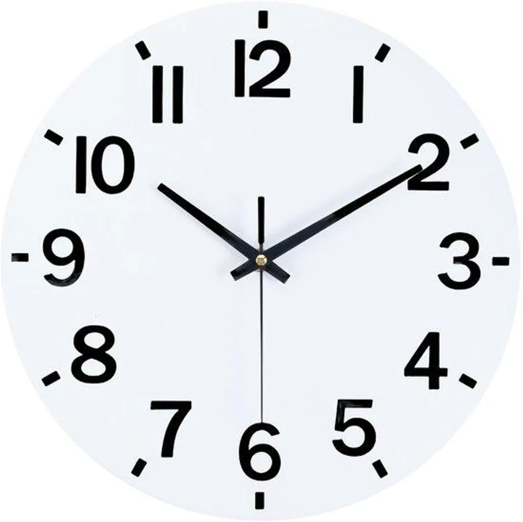 Horloge murale sans tic-tac en bois MDF blanc de 30 cm de diamètre