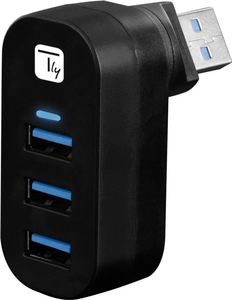 Techly 180° Drehbarer Hub 3*USB 3.0 mit Kabel Immagine del prodotto 
