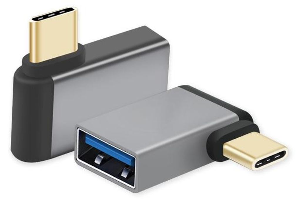 helos Adapter OTG, USB 3.1 A Buchse/Type-C Stecker, gewinkelt, anthrazit
