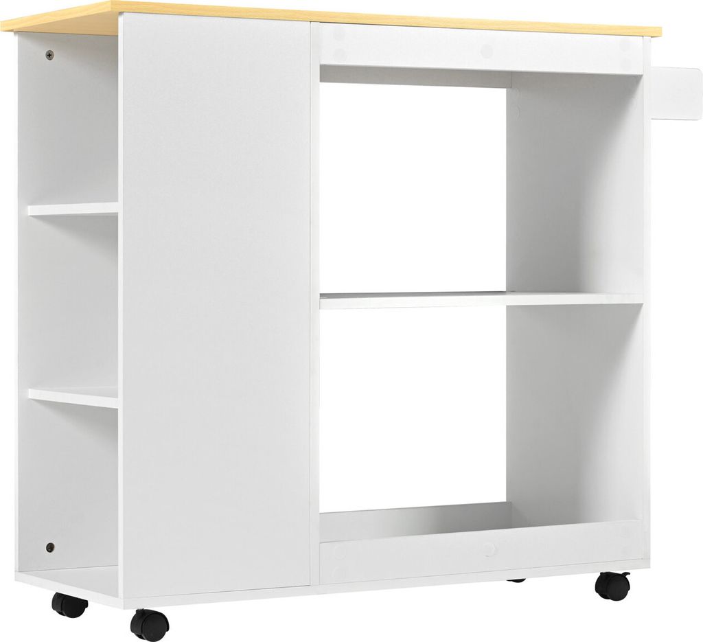 Küchenwagen(Weiss,105*38*89 cm)Esstischwagen/Anrichte,offenes Stauraumkonzept,mit 4 geräuscharmen Rollen, geeignet für Küche,Esszimmer