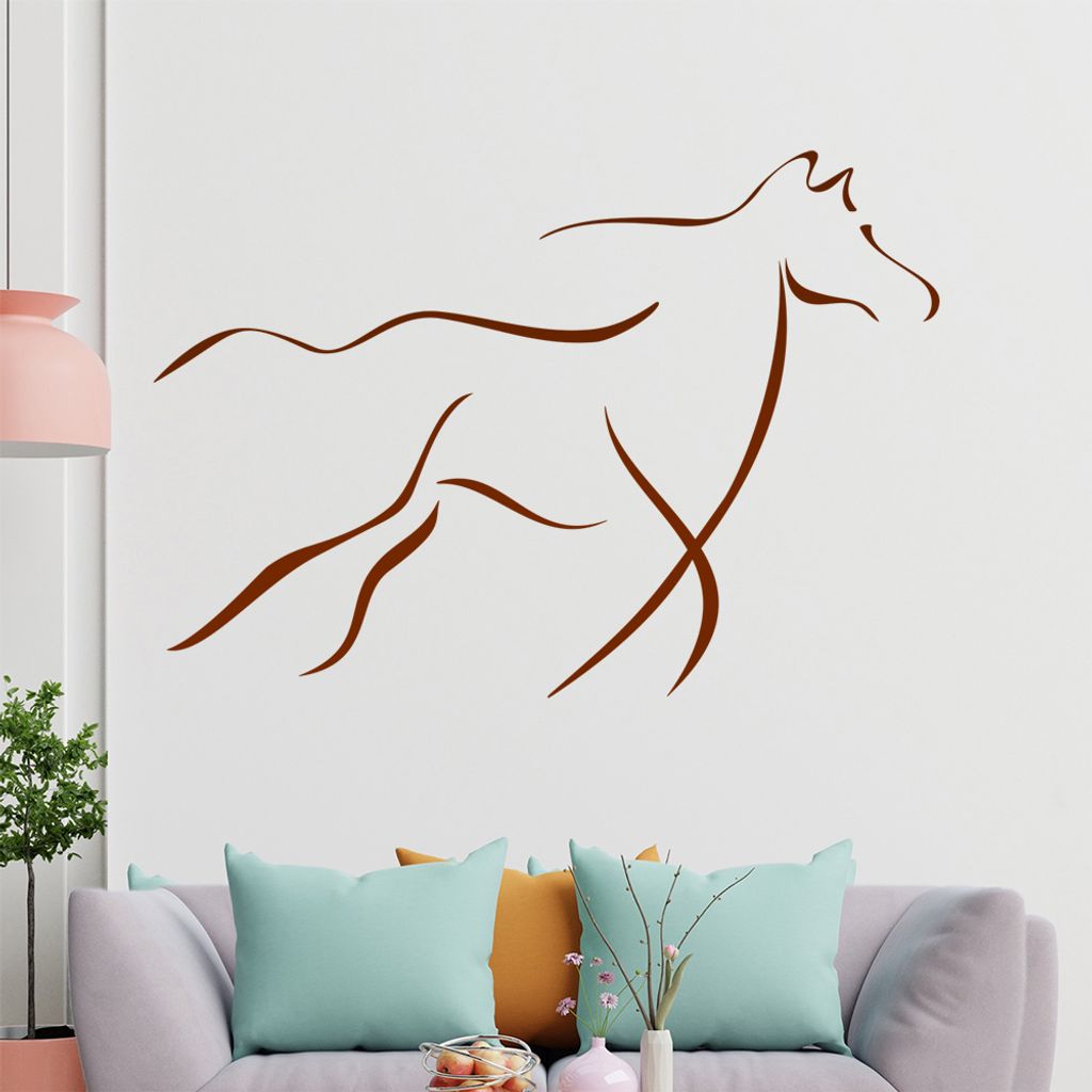 Pferd Linien Wandtattoo in 6 Größen - Wandaufkleber Wall Sticker - Dekoration, Küche, Wohnzimmer, Schlafzimmer, Badezimmer