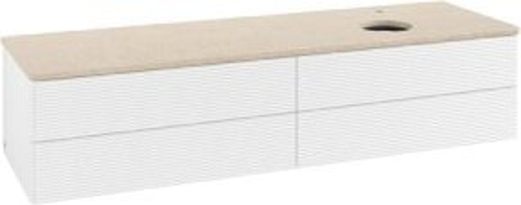 V&B Waschtischunterschrank mit Frontstruktur Antao 160x50cm, HL, WBP botti., wh. m Lac