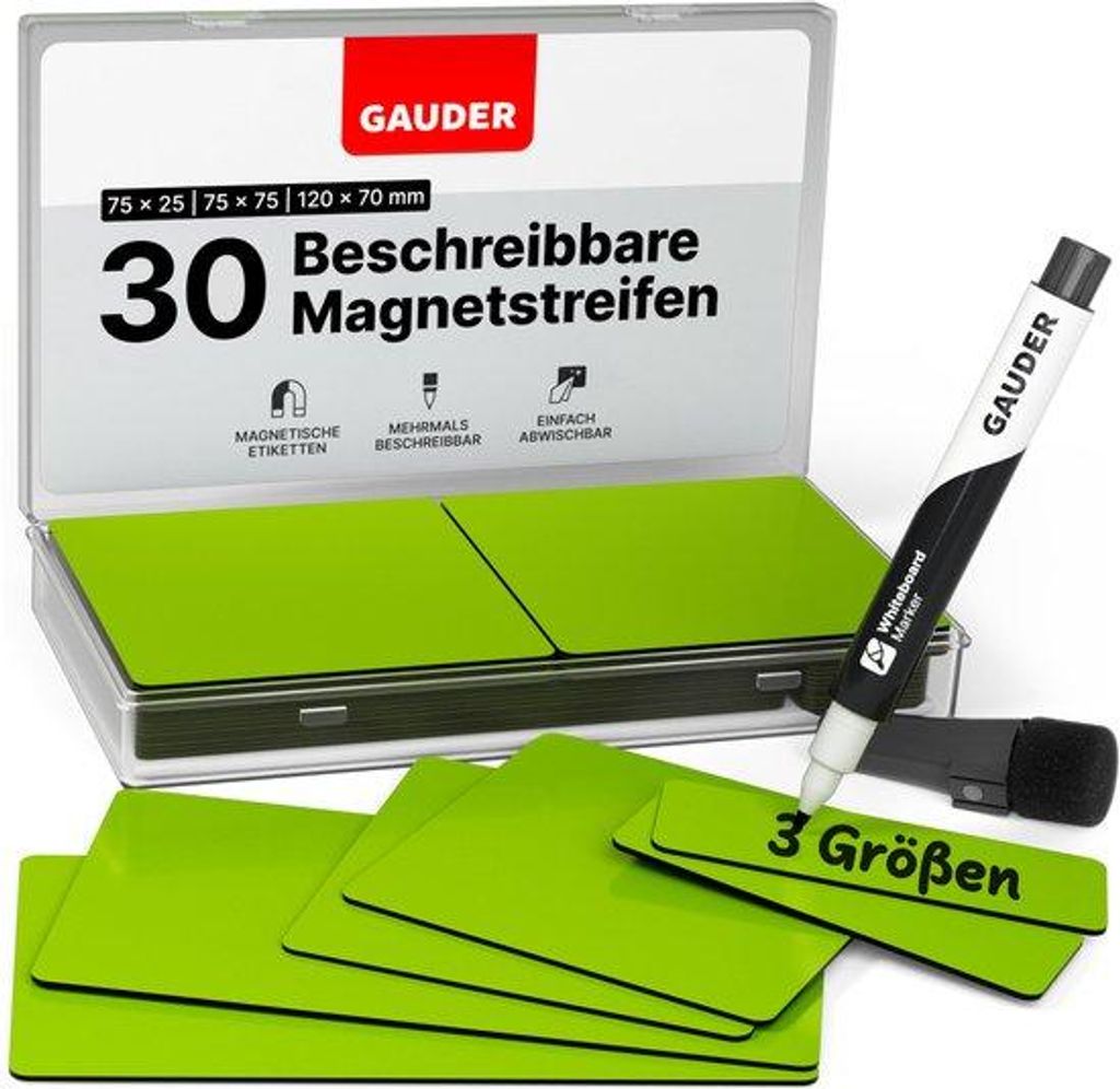 Magnetische Etiketten, herbruikbaar, 30 Stück, 3 Größen