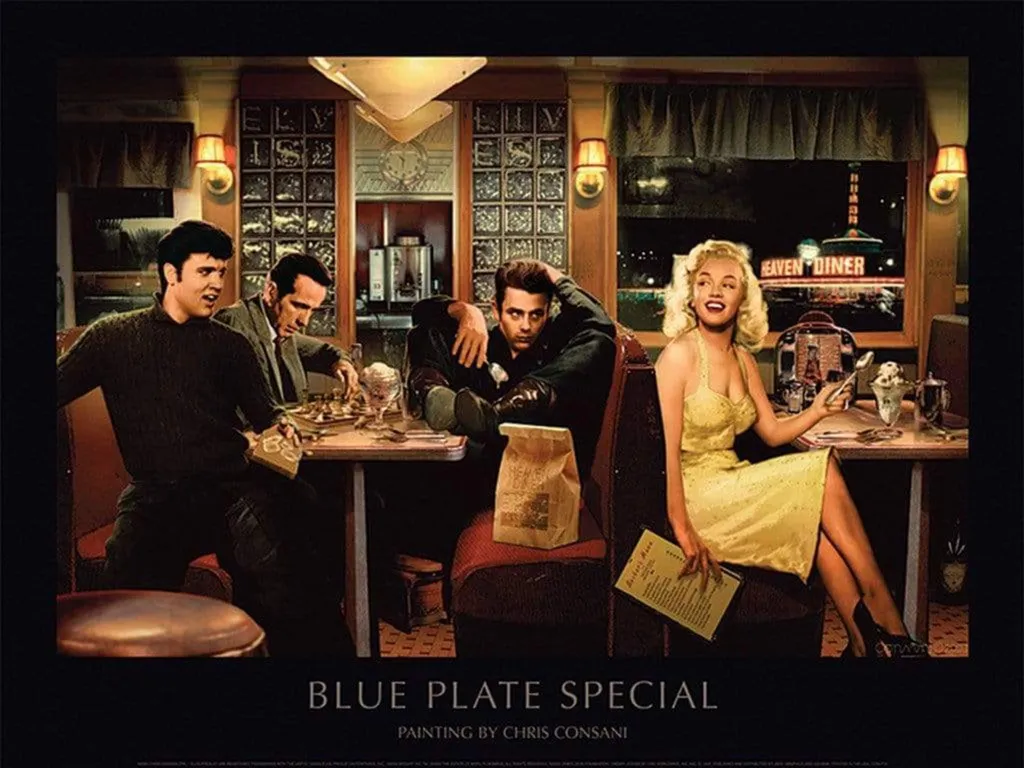 Affiche Blue Plate Special Chris Consani Elvis & Monroe Art Print 60x80cm