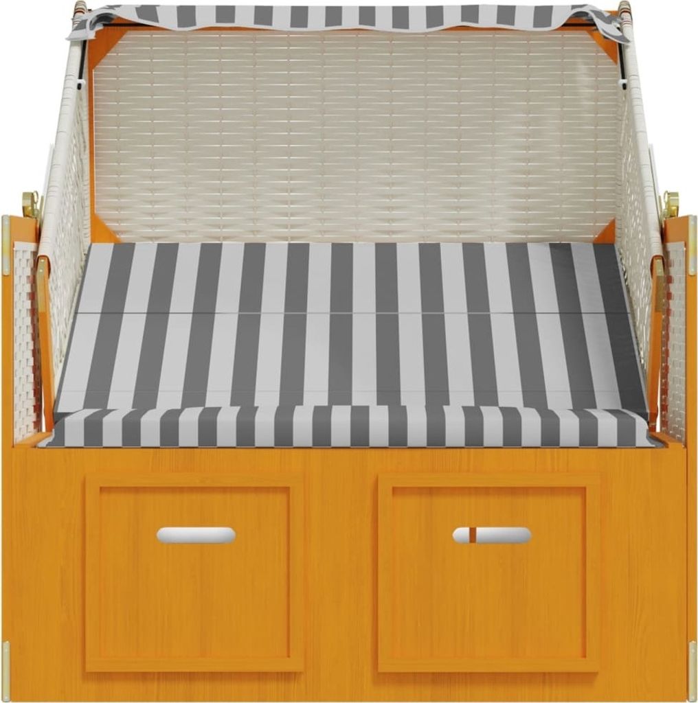 vidaXL Strandkorb mit Dach Poly Rattan & Massivholz Weiß & Produktbild 7
