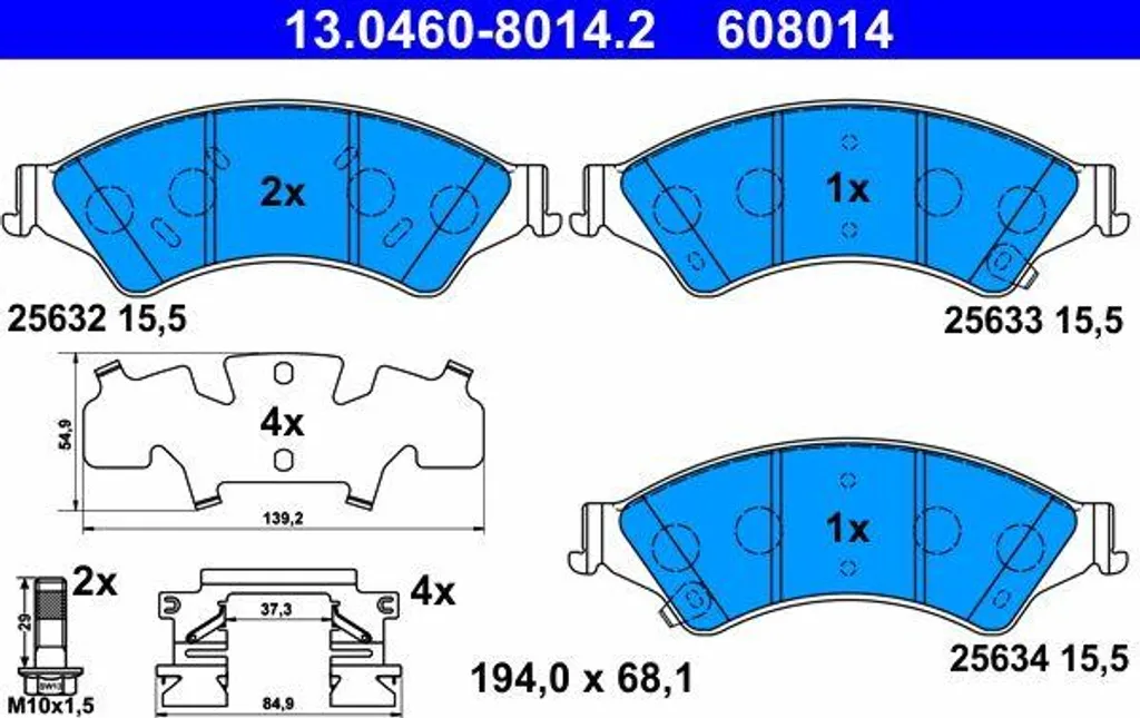 Jeu de plaquettes de frein à disque ATE compatibles avec Ford Ranger