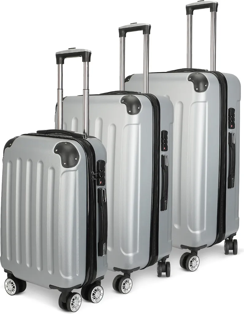 Set Valigie 3 Pezzi CDGlobal Grigio - Must-have per Viaggi e Vacanze