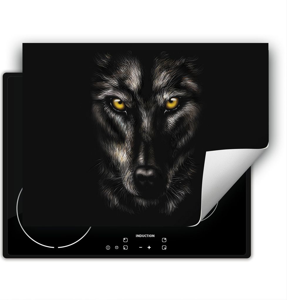 DarHaus Herdabdeckplatte 80x52 cm Anti Rutsch Matte Aufrollbar, schwarz - Wolf