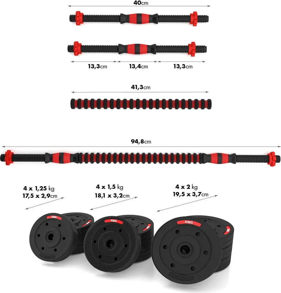 Haltères Composites 20 kg HMS SGP20 - Kit Musculation Complet Maison - 4