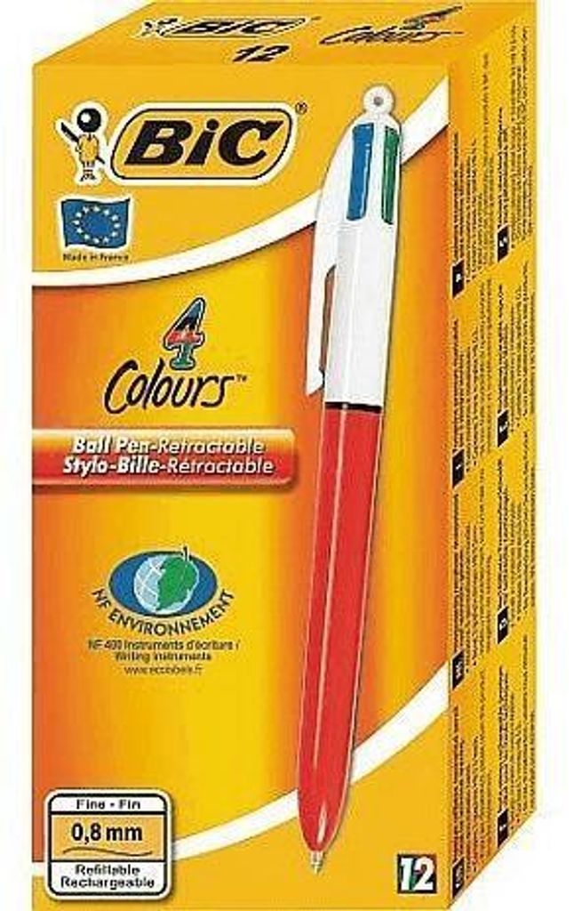 Penna a sfera 4 colori fine (12 pezzi) BIC Immagine del prodotto 