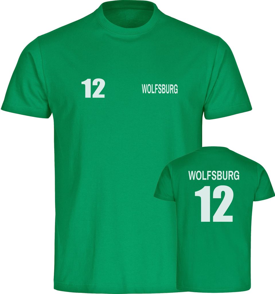 multifanshop Kinder T-Shirt - Wolfsburg - Trikot Nummer 12, grün, Größe 128