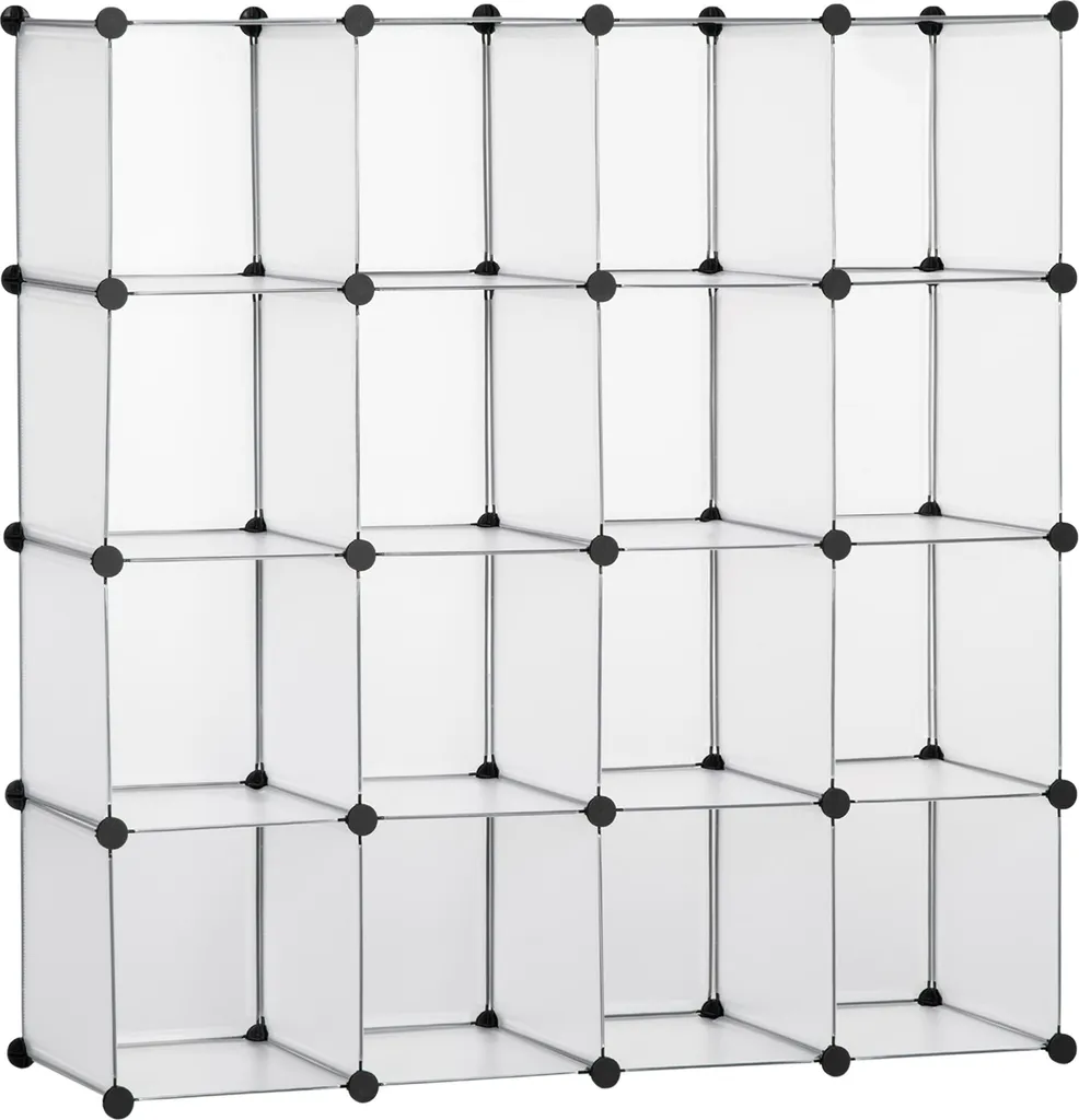 Système d'Étagères Modulable DIY 16 Cubes Grande Capacité Blanc Pur