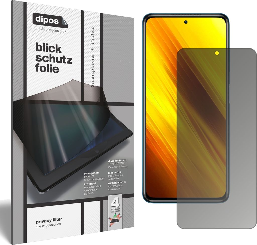 Schutzfolie für Poco X3 NFC mit Sichtschutz Blickschutz Folie