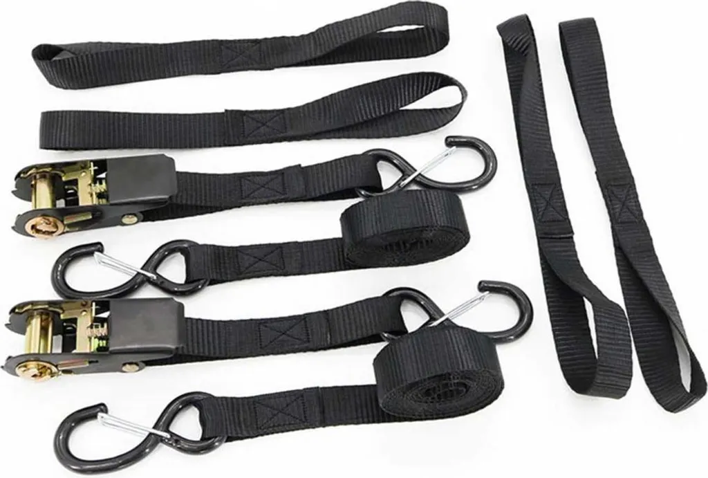 Kit d'arrimage robuste noir 3m avec crochets en S et cliquet en acier