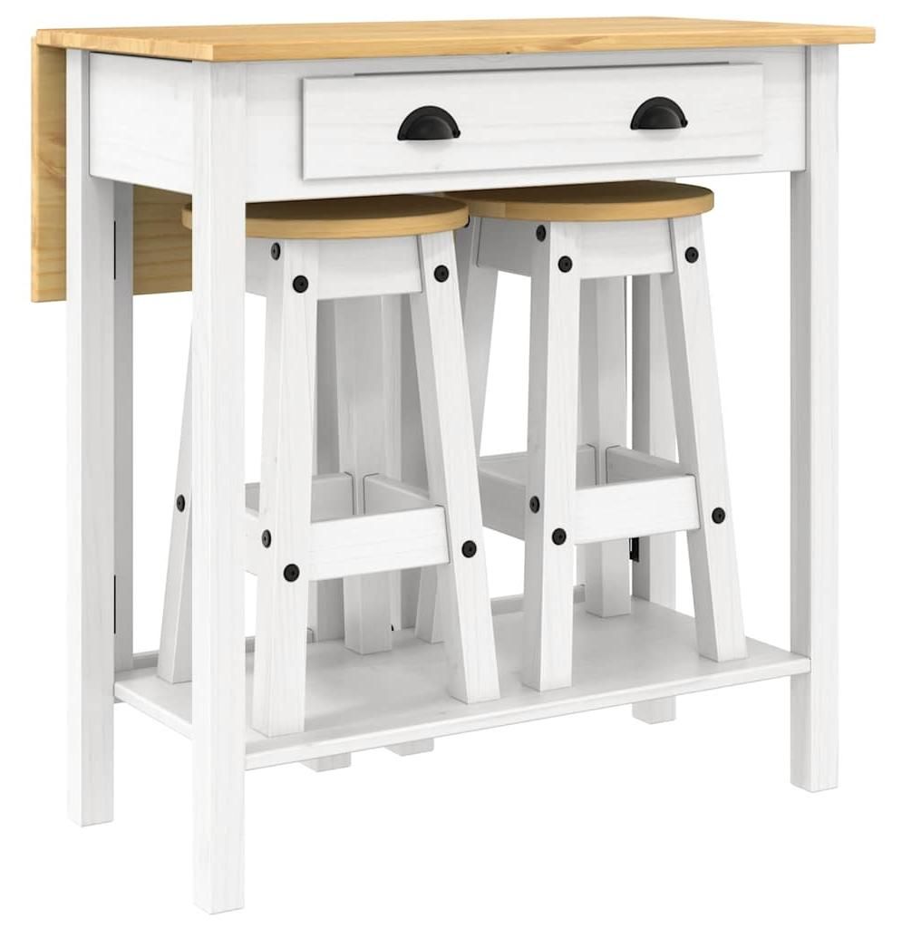 vidaXL Juego de 3 piezas para bar, color blanco, madera Imagen del producto 