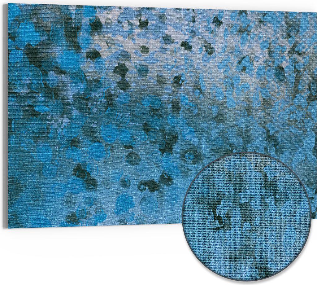 DEQORI Hybrid Leinwand Bild 90x60 cm 'Blauer Traum' Wandbild Glas flach modern