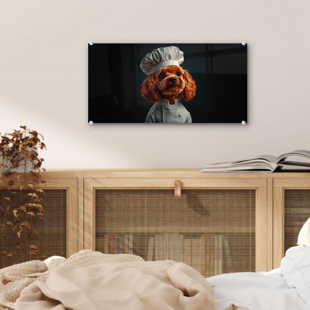 MuchoWow Glasbilder - Bilder auf Wandbild - Foto auf Glas Braun - Koch - Hund 40x20 cm Wanddekoration aus Glas - Acrylglasbild - Acrylbilder - Mode...