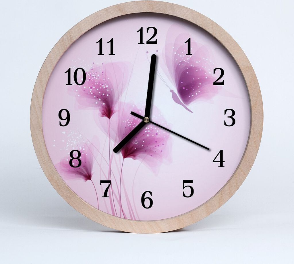 Holzuhr 30fi cm wanduhr - Blumen Blumen