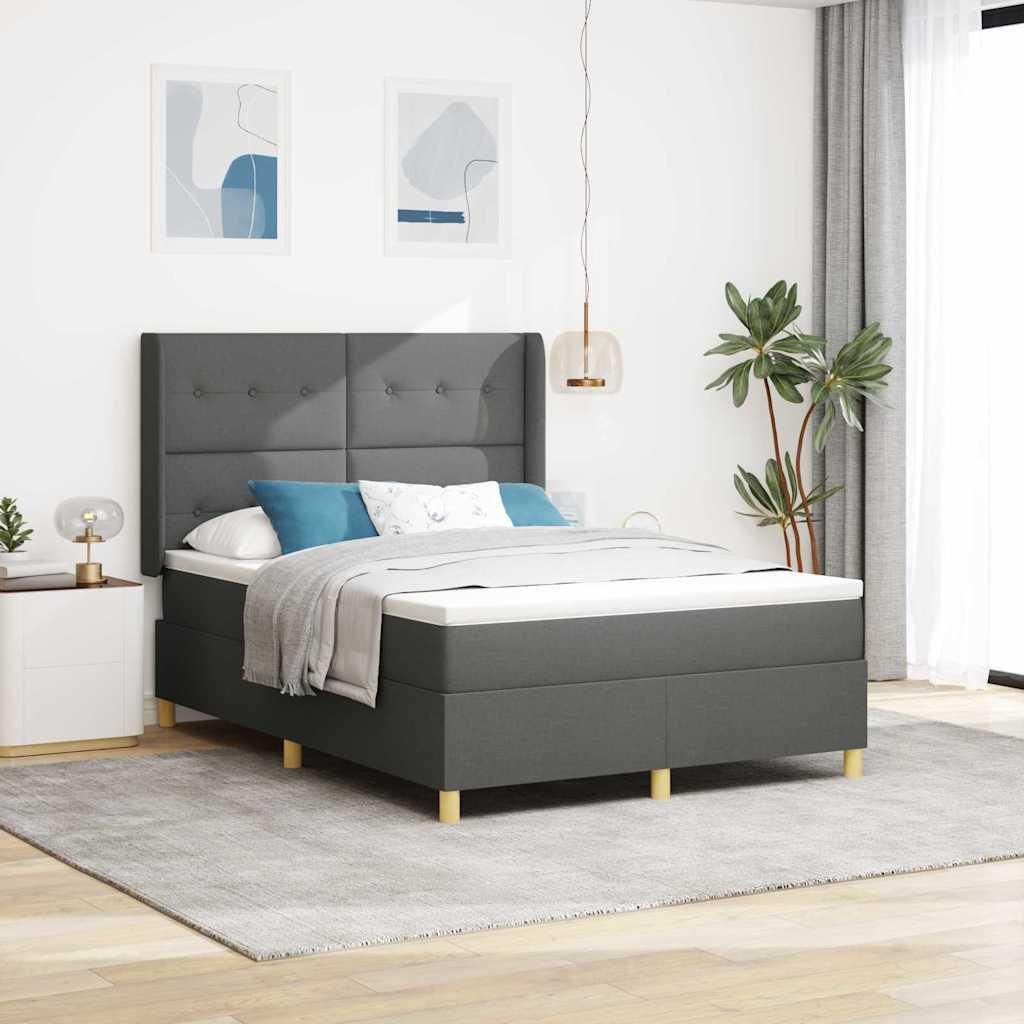 Maison Exclusive - Boxspringbett mit Matratze Dunkelgrau 140 x 190 cm Stoff