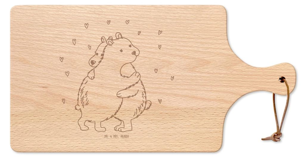 Mr. & Mrs. Panda Schneidebrett Eisbär Umarmen - Transparent - Geschenk, holzschneidebrett, Lustige Sprüche, Brett, Holzbrett, Frühstücksbrettch...