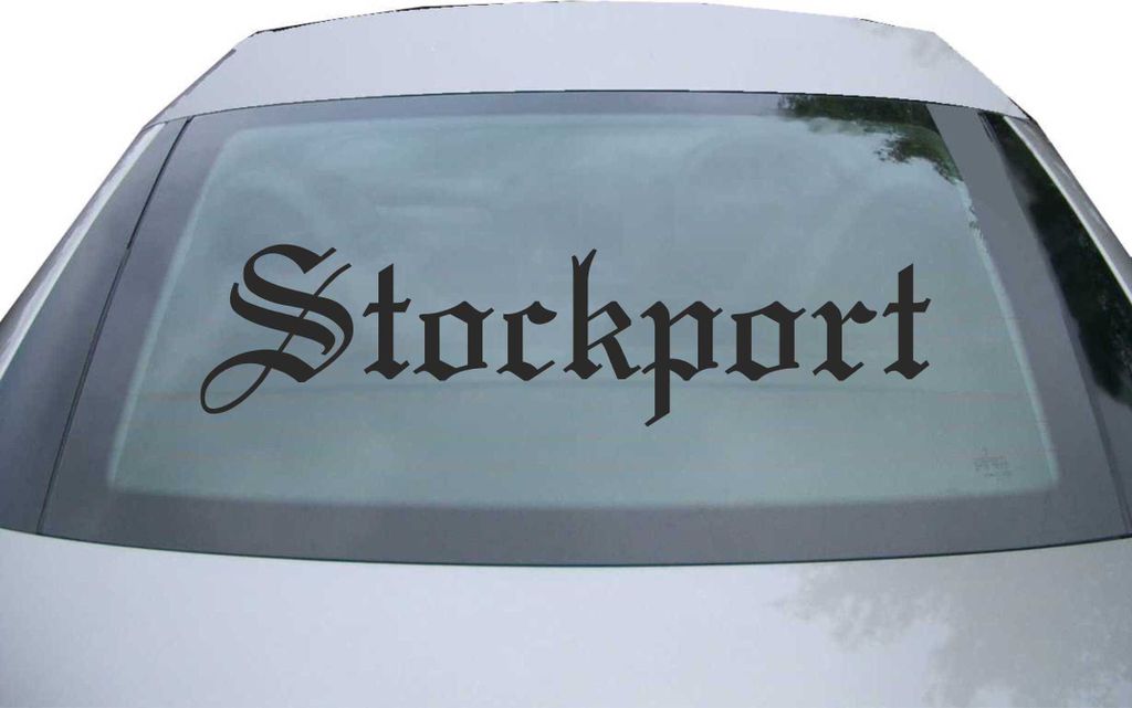 Indigos UG - Aufkleber Heckscheibe & Motorklappe DE6674 - schwarz - 600x150 mm - Stockport - Auto Scheiben Fenster Heckklappe Tuning Racing JDM - D...